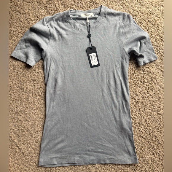 rag & bone Tops - NWT Rag & Bone Dusty Light Blue Short Sleeve Ribbed Tee~ XS